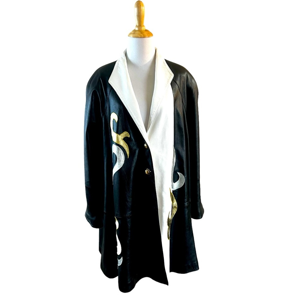 CR COOK Fine Fire Genuine Cowboy Style Cape Leather Size S Black and White